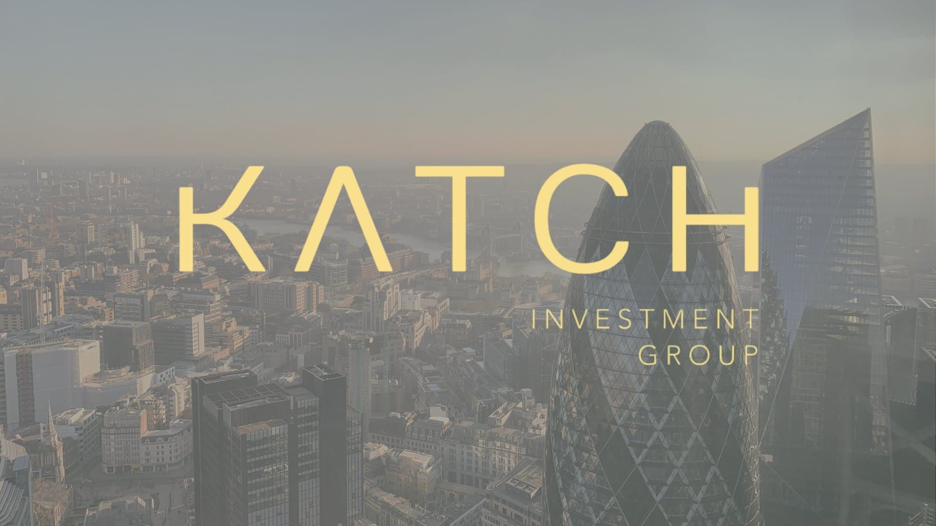 Katch Investment Group wordmark over the City of London skyline